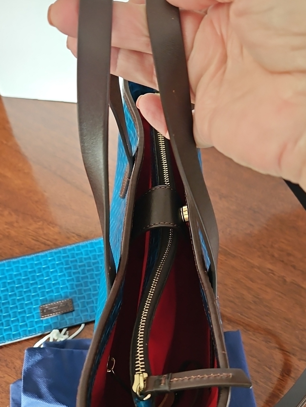 NWT  Dooney & Bourke Liliana Woven Leather Satchel with Matching Purse - Picture 6 of 16